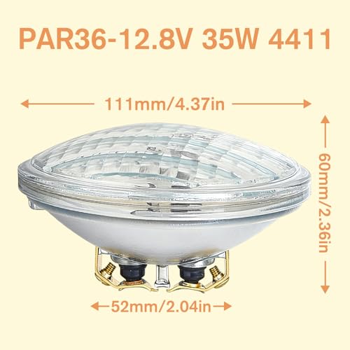 LedWekei Halogen Light Bulbs PAR36 Par Can Sealed Bulb 12.8V 35W 4411 Spot Lamp for Stage Light Warm White by LedWekei - Used condition - Image 7