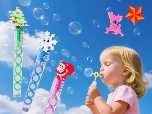 24 Packs Bulk Mini Christmas Cartoon Shape Bubble Wands, Boys and Girls Holiday Party Favors Student Gifts Christmas Party Supply by HOZKEAP - Used condition - Image 5