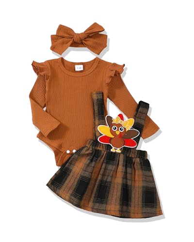 Image of Newborn Infant Baby Girl Dress Clothes Winter Outfits Top Romper Overalls Dresses Suspender Skirt Set for Girls