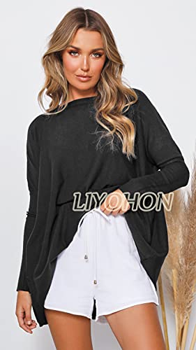 Liyohon BF-1-BLACK-L Oversized T Shirts For Women Tunic Tops To Wear thumb #2
