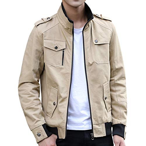 Mens Casual Windbreaker Outerwear Cotton Coat Lightweight Jackets