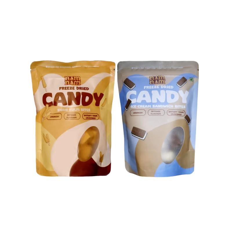 NAM NAM Summer High Combo | Refreshing Freeze-Dried Candies | Ice Cream Sandwich Bites & Shahi Kulfi Bites | Perfect Summer Treat for Snacking & Gifting | No Refrigeration Needed, 6-Month Shelf Life|Pack of 2|
