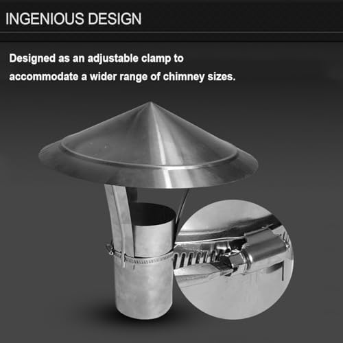 304 Stainless Steel Chimney Caps - Adjustable 9", 9.8", 11.8" Fireplace Cover with Metal Strips, Easy Install Vent Cap for Wood Stove Pipe - Durable Silver Finish (3.1in)