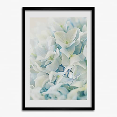 Affiche fleur d'hortensia sous cadre en bois moderne Tulup 50x70 cm