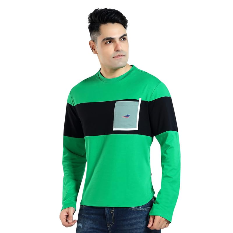 Grand Canal Men's Regular Retro Round Neck Full Sleeve 100% BCI Cotton T-Shirt