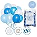 Produktbild 100 Blau & Weiß Ballons Set + 100m Band | 5 Gemischte Farben | 30 cm Latex Luftballons | Geburtstag, Taufe & Babyshower Deko