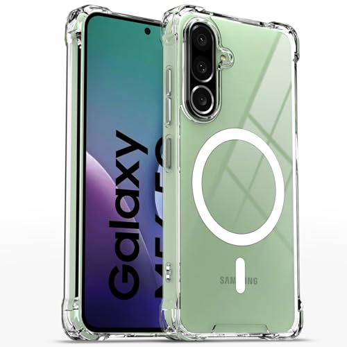 Image of Amazon Basics Back Cover for Samsung Galaxy M56 5G Mag-Safe Shockproof PC + TPU Protective Case Magnetic Support Bumper Case (Transparent Mag-Safe)