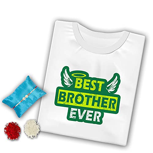 HD RAPID DESIGN Rakhi Gift Combo for Brother includes Rakhi, Roli, Chawal and Printed White T-Shirt - X-Large (B098XRYSNQ) Amazon Price History, Amazon Price Tracker
