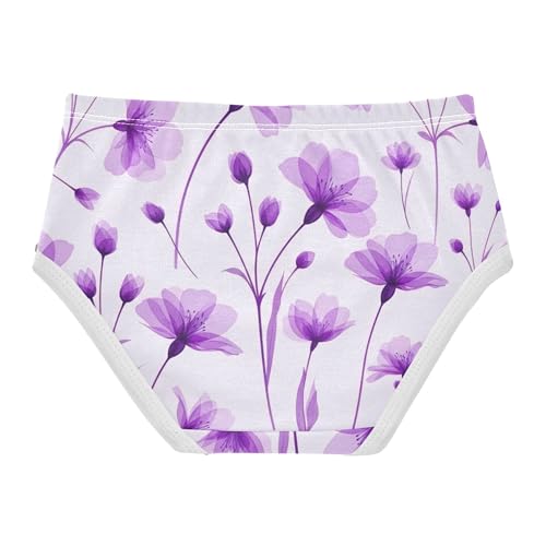 Cotton Toddler Girls Underwear Pastel Flower Purple Floral White Panties Little Girl Fun Briefs Undies Kids 2t2