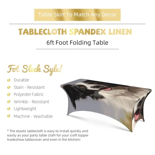 Nappe Border Collie ajustée pour protéger et décorer une table 1,8m