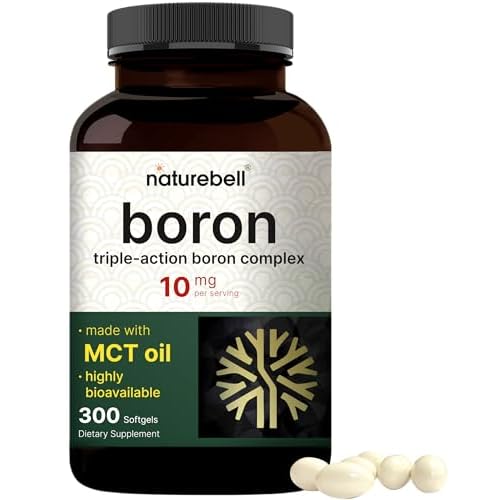 Boron 10mg, 300 Softgels with MCT Oil | High Absorption | Triple Action Boron Supplement for Men & Women | Glycinate, Citrate, & Aspartate Complex | Trace Minerals for Hormone, Bone, & Joint
