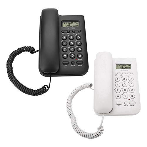 Schnurgebundenes Telefon, Desktop Telefon Festnetztelefon mit Elastischem Kabel Wandtelefon Kabelgebunden Telefon mit Schnur undAnrufe Display, für Zuhause Büro Hotel(Schwarz)