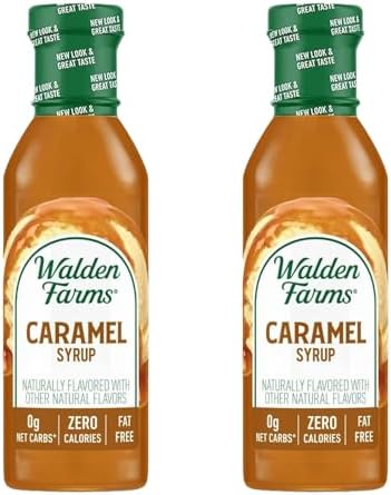 Walden Farms Caramel Syrup โ Perfect for Coffee, Desserts, Ice Cream โ Zero Calorie, Sugar-Free, Low Carb, Keto-Friendly, Gluten-Free, Vegan โ 2-Pack, 12 oz Bottles
