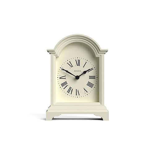 JONES CLOCKS® Bistro Reloj de Chimenea | Diseño arqueado clásico | Blanco | Estilo contemporáneo clásico para Oficina, Mesa, estantería o mesita de Noche