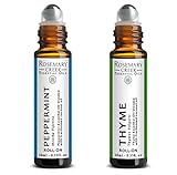10 ml Peppermint and Thyme Essential Oil Roll On Set - Aromatherapy and Massage Therapy - Prediluted Oil - 100% Pure and Natural Oil - by Rosemary Creek Essential Oils
