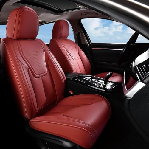 Image of FLORICH Front Seat Covers for Cars, Luxury Waterproof Faux Leather Seat Covers Cushion, Car Seat Protectors Universal Fit for Most 5 Seats Vehicles - Red