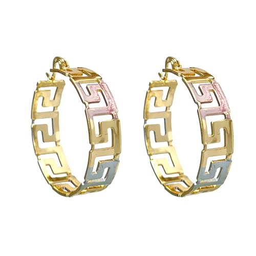Boucles d'oreilles Cléopâtre en acier inoxydable doré à motif géométrique chic