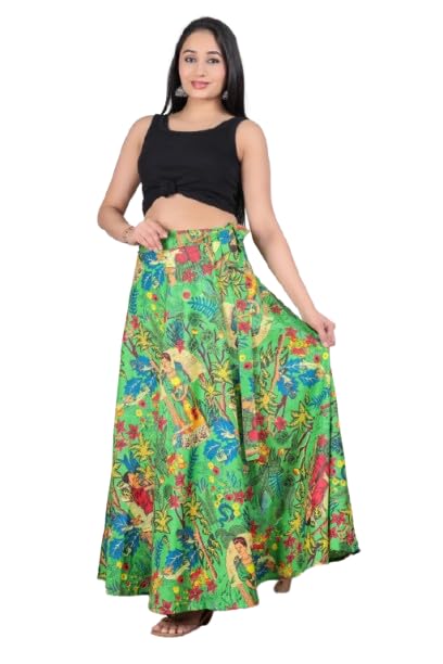 Jaipur Export qulity Cotton Hand Block Floral Printed Wrap Around Women’s and Girls Free Size Skirt Rapron. Green-picture-33