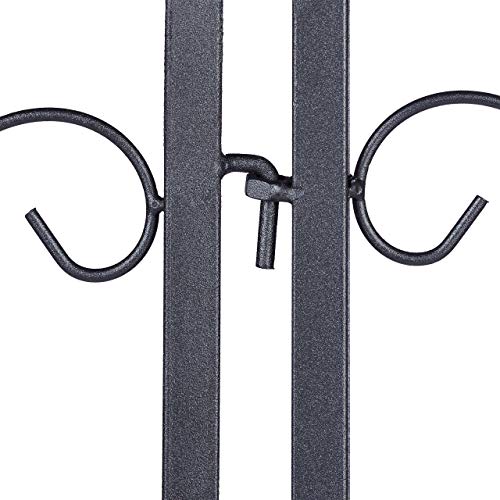 Relaxdays Beetzaun Metall, Beeteinfassung zum Stecken, 4 Vintage Zaunelemente mit Ornamenten HxB 34,5 x 56,5 cm, schwarz, 4er-Set, 7, Ornamente