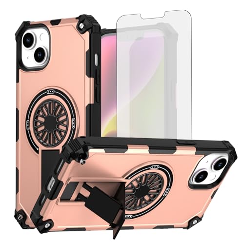 Coque iPhone 14 Plus 6.7" Asuwish antichoc protège écran verre béquille aimantée i14 Plus Femme