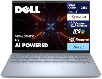 16 Plus db16250 AI Business Laptop 16.0-inch WQXGA 15th Gen (Intel Ultra 9-288V, 32GB LPDDR5X, 2TB M.2 PCIe SSD, Intel Arc 140V Graphics, Fingerprint, Bluetooth 5.4, Backlit KB, Win 11 Pro)
