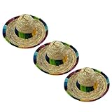 HOMOBABE 3個 ペット用耐久性ソンブレロ帽子 犬猫用メキシコ風麦わら帽子 コスプレ写真撮影パーティー向け小型子犬子猫適用