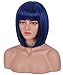 Annivia Sky Blue Short Bob Wigs for Women 12inch Synthetic Straight Wigs with Bangs Cosplay Blue Wig Natural As Real Hair (Sky Blue)