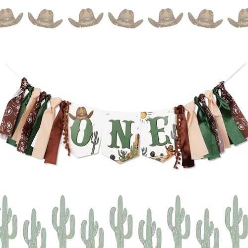 Décorations de cowboy pour 1er anniversaire bannière de chaise haute pré-assemblée