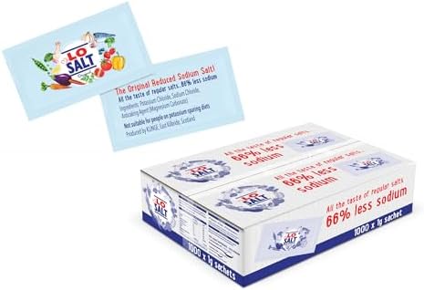 LOSALT – Reduced Sodium Salt | Original (non-iodised) | Great Tasting Salt Alternative/Substitute with 66% less sodium | 1g sachets (box of 1000)