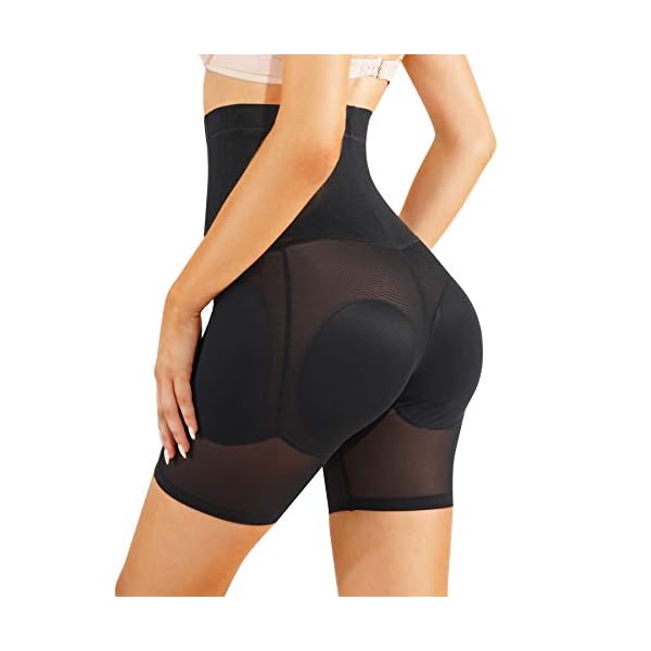 Irisnaya Women Shapewear Control Panties Body Shaper Butt Lifter Padded Hip Enhancer Seamless Underwear Hi- Waist Trainer Short (Large, Black)