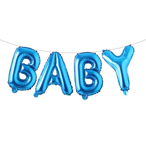 Image of 16 Inch Baby Letter Balloons Multicolor Foil Balloons BABY Balloons, 4 Pcs Foil Aluminum Balloon for kids Birthday, Baby Shower, Wedding, Gender Reveal Party Decorations (BABY Blue)