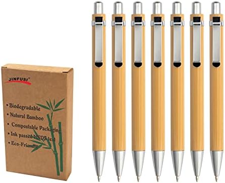 Bamboo Retractable Ballpoint Pen(12 pack),Black ink 1mm Sustainable Pens for Journaling Writing Office Supplies Eco Friendly Products Set Pens