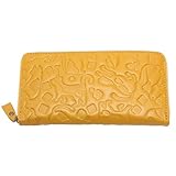 レディース 猫柄 長財布 ラウンドファスナー 小銭入れ 札入れ 野村修平 イエロー