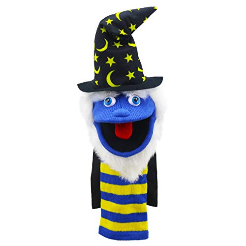 Marionnette à main magicien multicolore de 40 cm à grande bouche articulée Sockettes