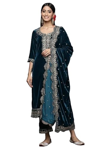 Costume indien en velours brodé pour rester élégant sans effort aux soirées 14986
