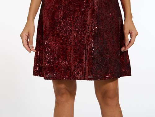 Image of Women's Crewneck Sequin Shift Dress Short Sleeve Casual Holiday Sparkly Party Dress