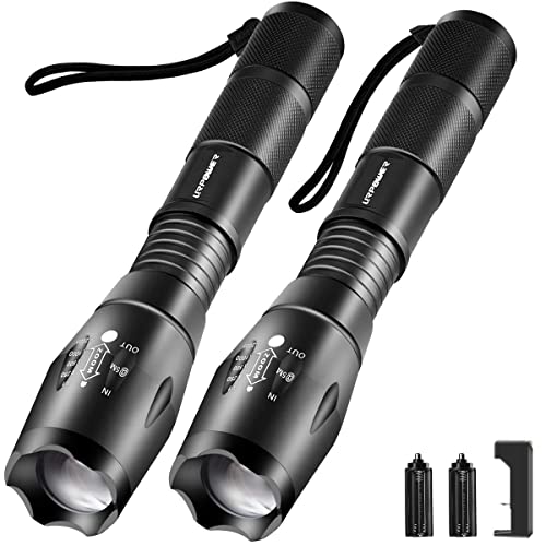 URPOWER Tactical Flashlight Super Bright CREE LED Flashlight Zoomable Tactical Flashlight Rainproof Lighting Lamp Torch -with Rechargeable 18650 2800mAh Battery -For Cycling Hiking Camping Emergency