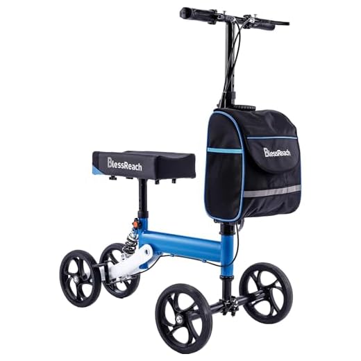 BlessReach Steerable Knee Walker Deluxe Medical Scooter for Foot Injuries Adult Compact Crutches (WB-2105 Blue)…