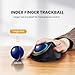 ProtoArc Wireless Bluetooth Trackball Mouse, EM03 Ergonomic RGB Rollerball Mouse Rechargeable Computer Laptop Mouse, 3 Device Connection&Index Finger Control for iPad, Mac, Windows-Blue