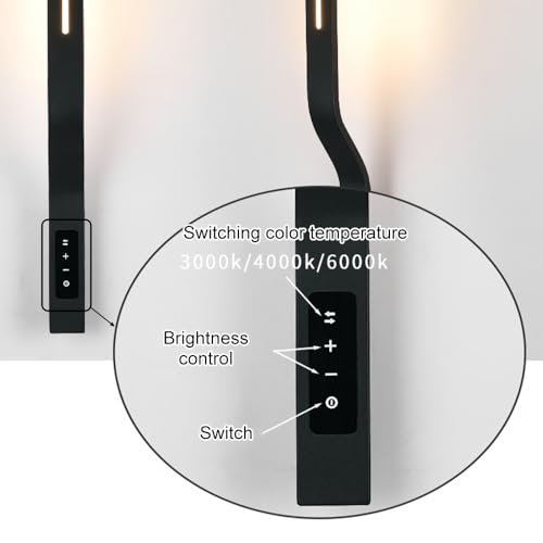 Aplique de pared lineal para evitar fatiga ocular con panel táctil y luz de noche LED 12W 6