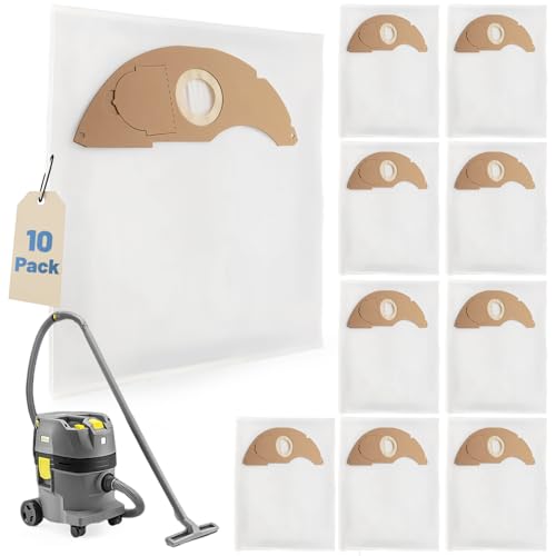 Biigdan 10 Sacs à Poussière,pour Kärcher NT 22/1 Ap L、NT 22/1 Ap Te L Aspirateur, Grande Capacité & Utilisation Humide et Sèche,2.889-217.0- 42cm x 49cm Blanc