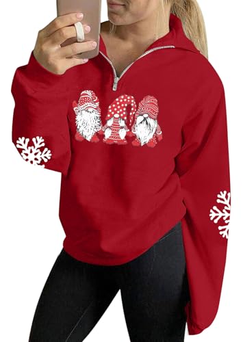 Merry Christmas Sweatshirt for Women with Gnomes by LOTUCY