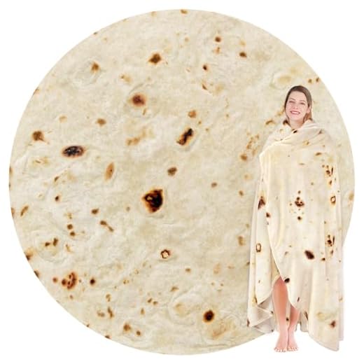 Jorbest Burritos Blanket, Tortilla Blanket for Adults and Kids, Double Sided Funny Food Throw Blanket for Everyone, Novelty Gifts for Teens, 285 GSM Soft Flannel Taco Blanket, 60 inches Beige