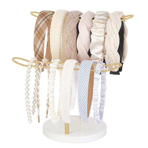 Mbiyhgta Espositore per fascia, organizer per elastici, Supporto portaoggetti multiuso da tavolo, Portaoggetti per elastici per ragazze, supporto per cerchietto per capelli con base in legno per