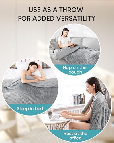 Image of Cottonblue Weighted Blanket Duvet Cover 48x72, Removable Duvet Cover for Heavy Blankets, Soft Fuzzy Minky Dot, Machine Washable Cover with Zipper on Long Side, Grey