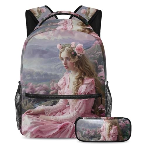 Ensemble cartable rose belle rose avec sac à dos et trousse pour femmes