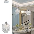Sheenkarion 2 Pack Decorative Crystal Pendant Light,Chrome Crystal Chandelier Pendant Lights for Kitchen Island Dining Room Living Room Bar Lighting Fixtures,Cord Adjustable Hanging Pendant Lamp