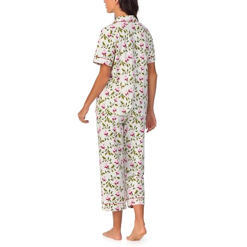 Image of Bed Head PJs Womens Matching Pajamas - Soft Organic Cotton Button Down PJ Shirt & Cropped Pants Set - Loungewear & Sleepwear