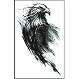 Schwarz Tattoo Aufkleber, 3D Adler Muster temporäre Tattoo Aufkleber für Körper, Gesicht, Arm/Armband wasserdichte Fake Tattoos, Temporäre Tattoos