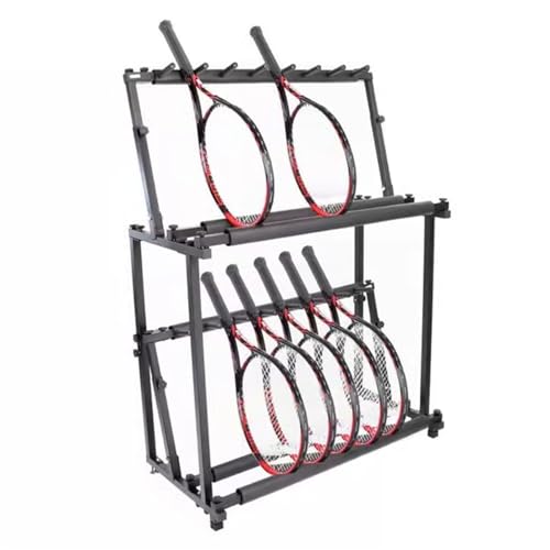 Soporte ajustable de doble capa para raquetas de tenis y bádminton con estante de pie 6